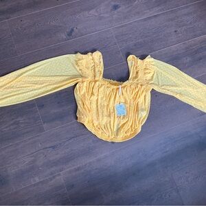 Peaches Uniforms Yellow Polka Dot Top